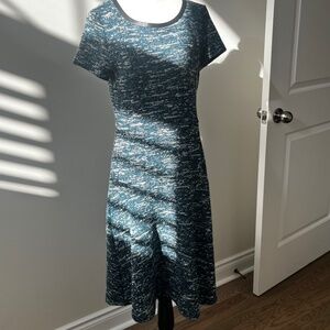 Talbots black/teal/white tweed dress